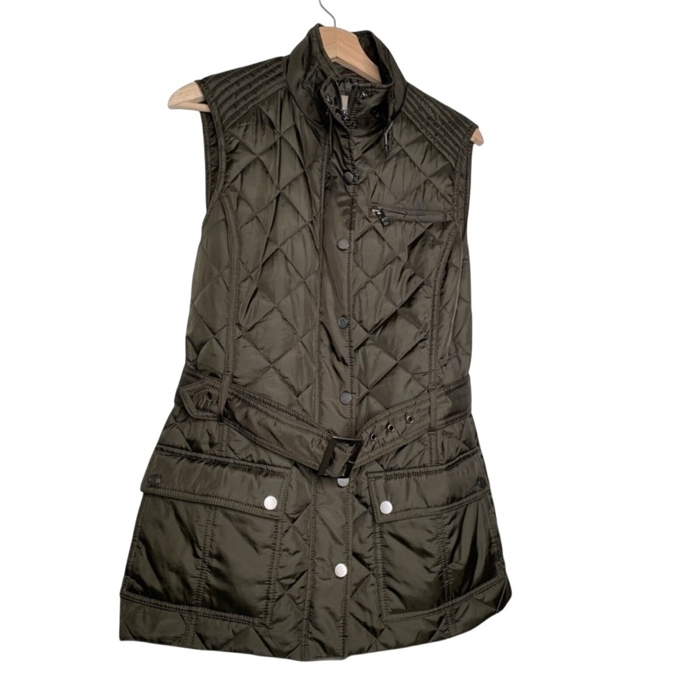 Banana Republic Full-Zip Quilted Field Vest Women's Size Medium Brown Belted